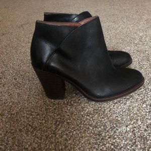 Black leather ankle booties